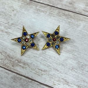 Vintage Rhinestone Star Earrings with Post Backings 